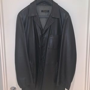 Bruno Magli Black Leather Coat